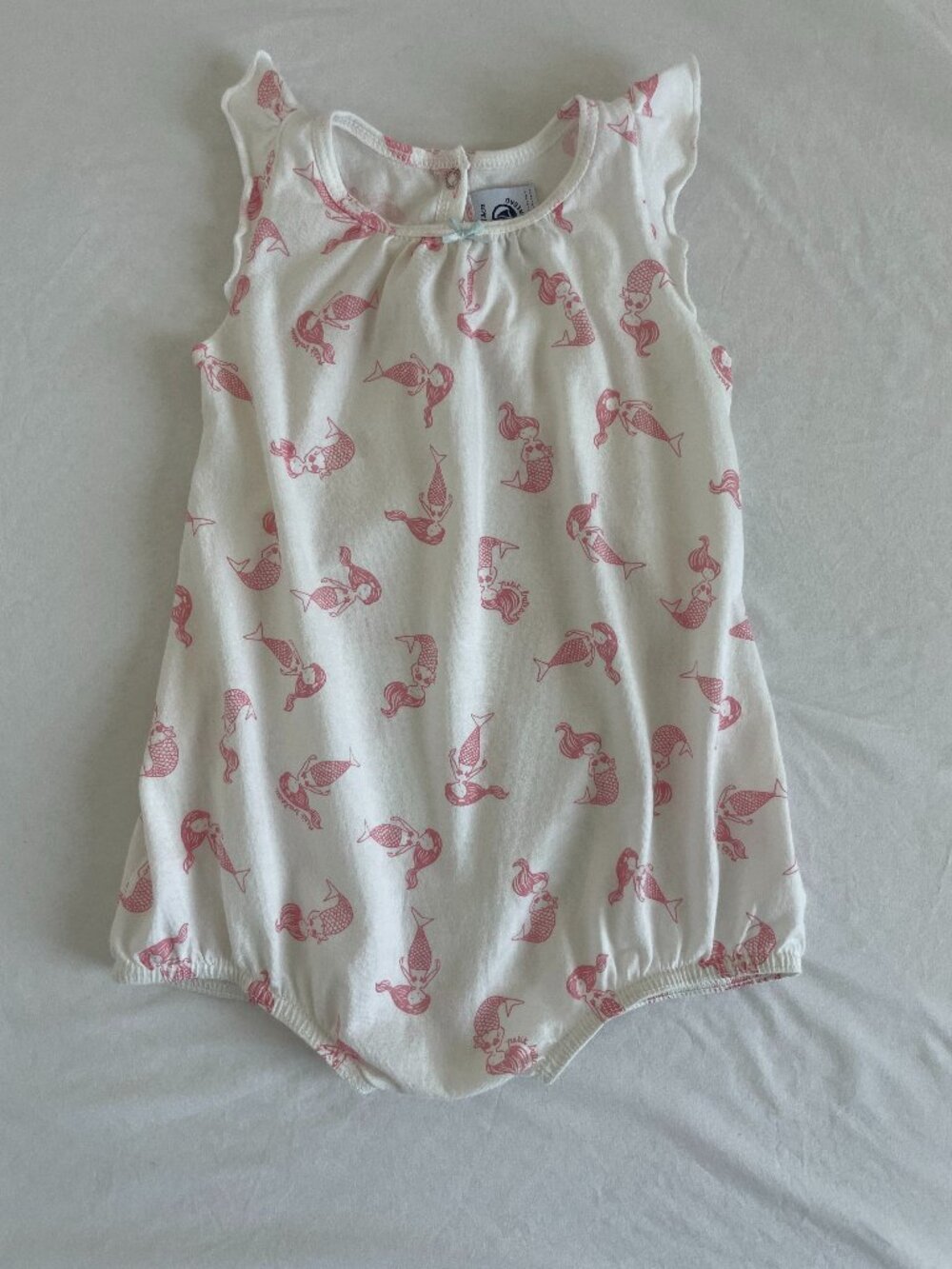 Petit Bateau Mermaid Print Onesie 12M VGUC French Boutique Baby Girl